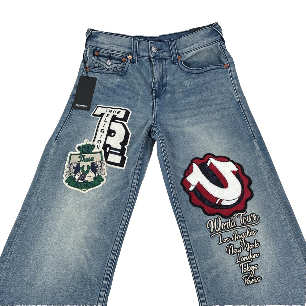 New True Religion Jeans Patch Vinny Big T Flap Men's 30x34 Ultra Baggy Varsity